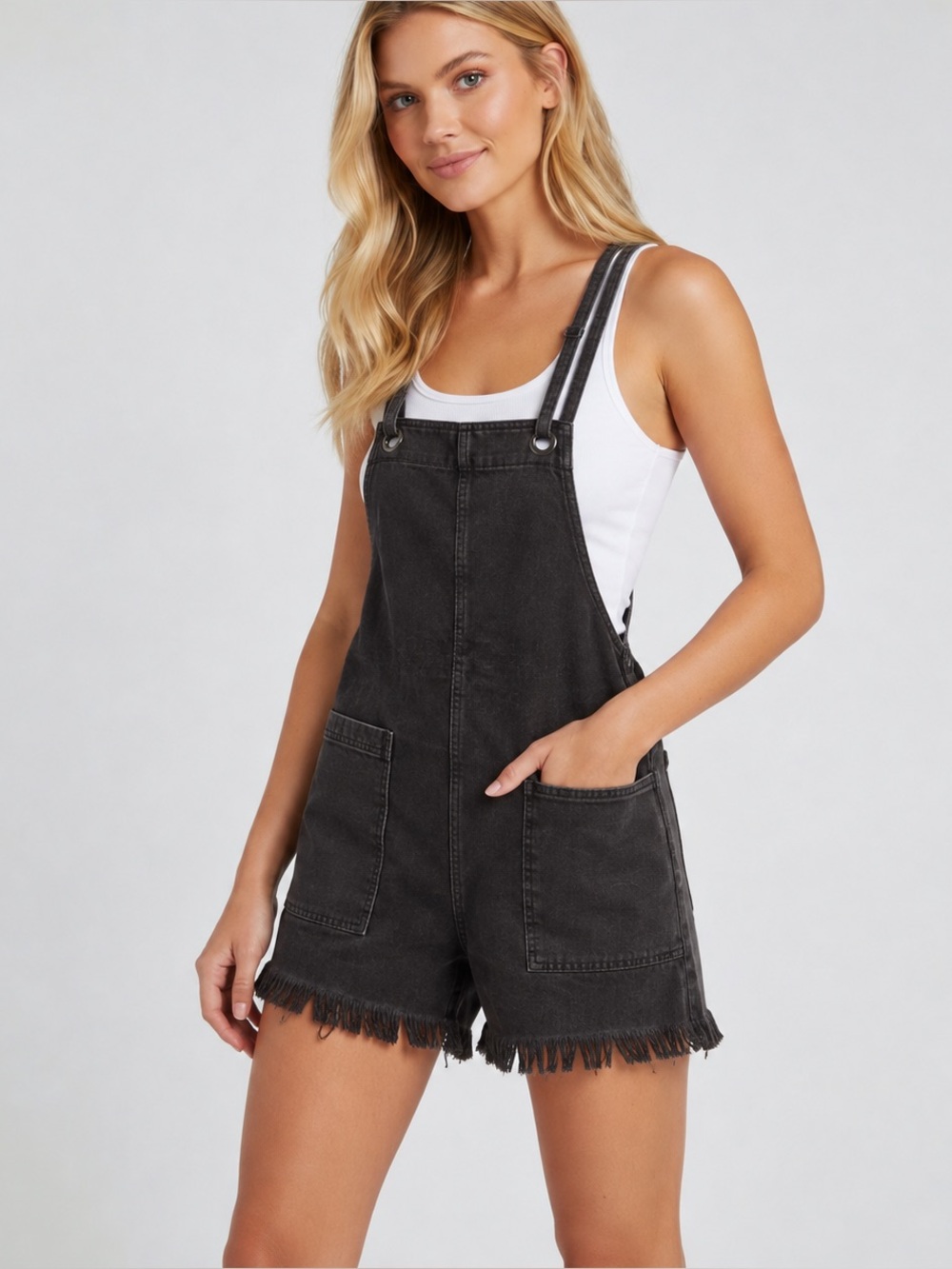 Aerie Double Strap Shortall Smoked Gray Size M new with tags